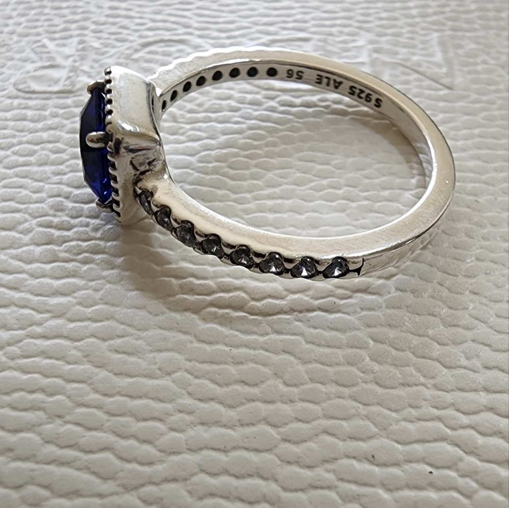 Pandora Timeless Elegance Ring, True Blue Crystal & Clear Cubic Zirconia - Picture 6 of 11